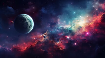 Obraz na płótnie Canvas Beautiful Nebula in the night sky wallpaper background. Colorful cosmic space nebula