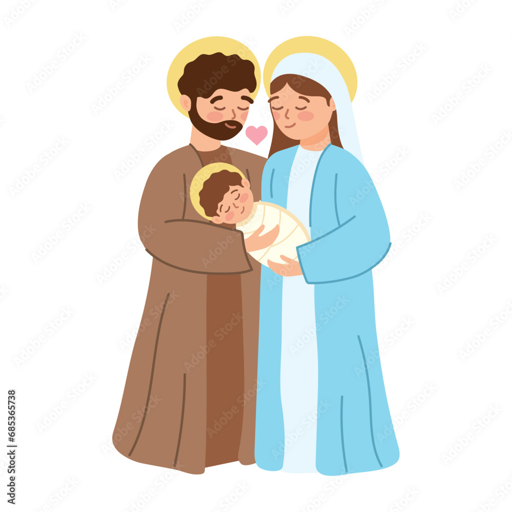 Sticker holy family cartoon