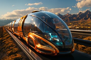 futuristic train on the way, transportation of future