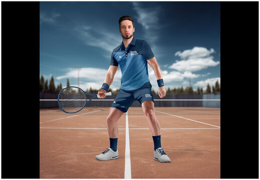 Tennis Player in Action Mockup