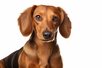 Dachshund close-up portrait. Adorable canine studio photography
