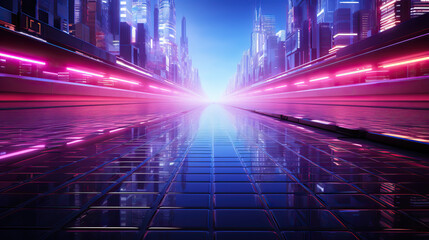 Neon cyberpunk city lightspeed background