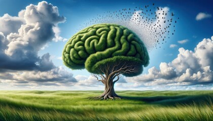 Brain Tree in a lush green field