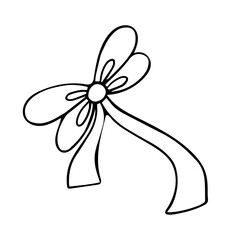 Sketch, doodles of a festive bow. Vector graphics.