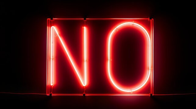 The neon sign is composed of the word NO.