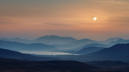 Obraz premium Sunset in the Mountains. Generative Ai