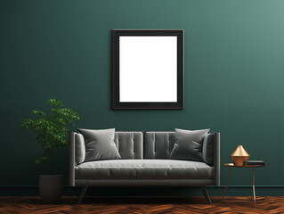 Mockup wood frame photo on wall. Vertical boarder Mock-up. Empty board photoframe. Design border for blank poster, painting image, prints. Colorful PNG illustration - obrazy, fototapety, plakaty