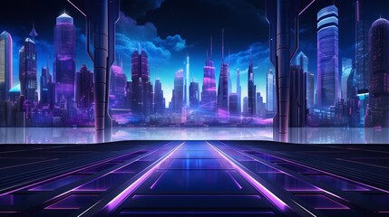 Backdrop futuristic cityscape abstract blue