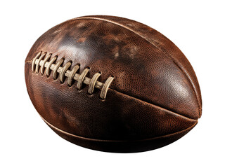 Old american football ball on transparent background. Generative AI.