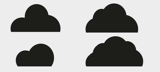 A set of cloud icons in a fashionable flat style, highlighted on a gray background. A template for your design. Icons for the website.