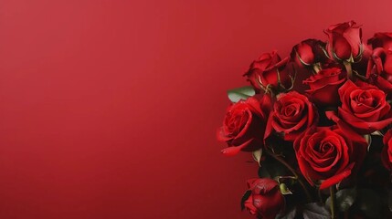 Red background with roses, Valentine's Day wallpaper, romantic background