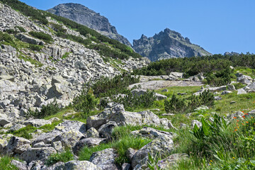 Fototapeta na wymiar Landscape of Rila Mountain near Malyovitsa hut, Bulgaria