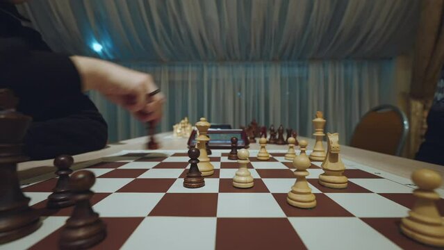 Timelapse of the process of playing chess, chess tournament, chess, chess game