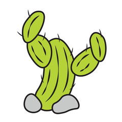 Isolated green cactus icon flat design Vector