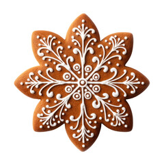 Gingerbread star cookie. clipart for design. Christmas elements. isolated on transparent background.