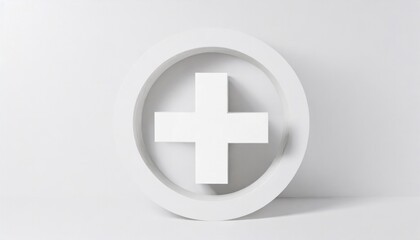 Obraz premium Plus sign design, white geometric composition. Generative AI.
