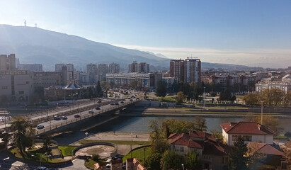 The urban landscape of the city of Skopje in North Macedonia