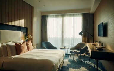 Modern Marvel: Step Inside the Chic Sanctuary of a Luxurious Hotel Room!