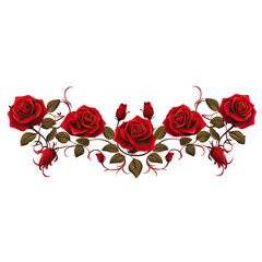 Red Roses Border Tile - A Seamless Tile of a Red Roses Border Isolated Perfect for Romantic and Floral. Themed Designs. Isolated on a Transparent Background. Cutout PNG. © Peter