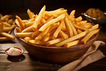 Savory French fries food. Snack menu cuisine. Generate Ai