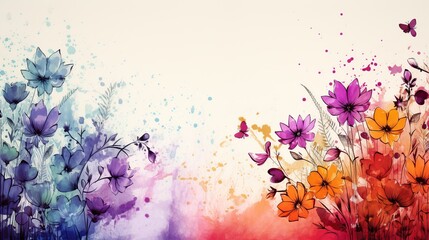 Flowers grunge with watercolor style for background and invitation wedding card, AI generated