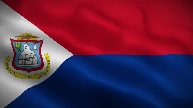 Sint Maarten flag waving animation, perfect loop, official colors, 4K video