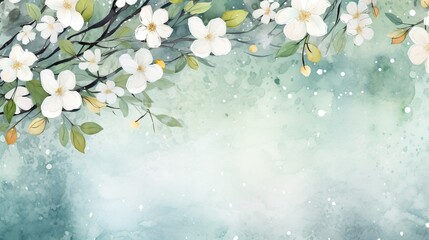 Jasmine flowers grunge with watercolor style for background and invitation wedding card, AI generated