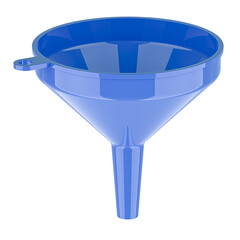Blue plastic funnel, 3D rendering isolated on transparent background