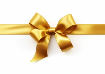 Yellow shiny color satin ribbon on white background. Christmas gift, valentines day, birthday wrapping element