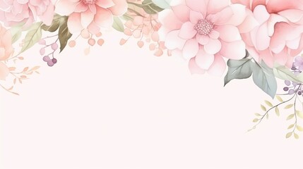 Flower with pastel watercolor style for background and invitation wedding card, AI generated