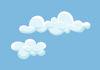 Clouds at sky concept. Forecast weather app. Rest, dream and relax. Summer and spring season. Graphic element for website. Cartoon flat vector illustration isolated on blue background