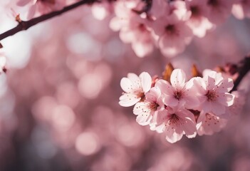 Fototapeta na wymiar Cherry Blossom Flatlay Pink