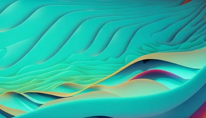 Fototapeten 3d beach waves, watercolor waves, wavy abstract background, colorful, beach, sea, blue, red, yellow, rainbow, abstract, wallpaper, backdrop © yogia10