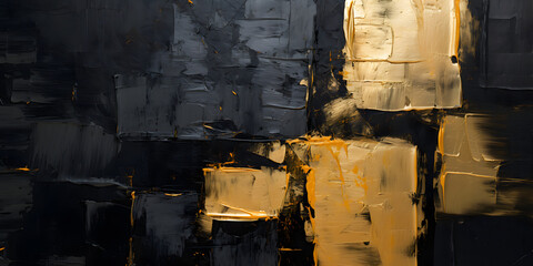 Abstract texture of black and gold paint. Grunge background. Macro image of putty paste.
