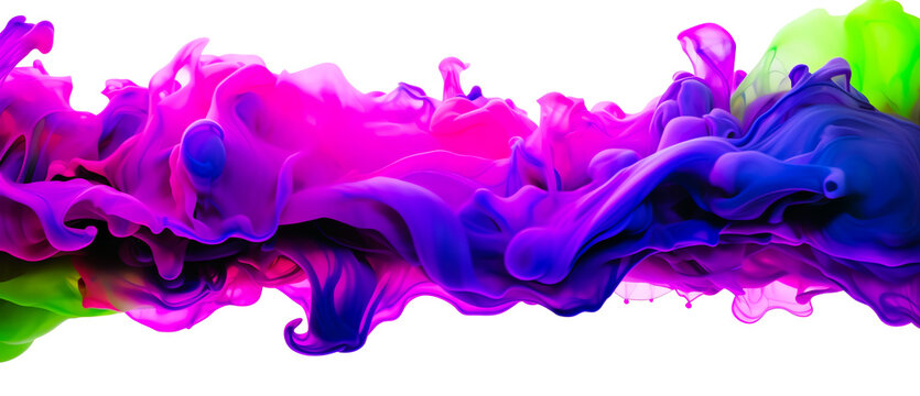 neon pink green liquid border wave band isolated on transparent background