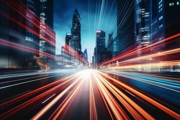 Foto op Plexiglas Snelweg bij nacht Abstract city light background, Time Lapse, Motion speed effect with city background