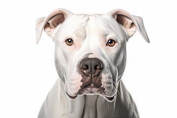 Dogo argentino close-up portrait. Adorable canine studio photography.