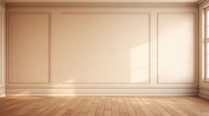 Fototapeta na wymiar Empty Room Interior with Brown Stucco Wall and Wooden Floor