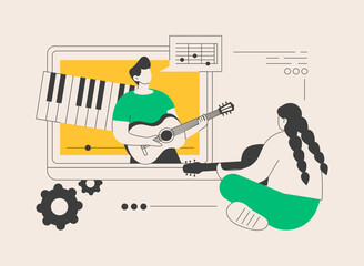 Online music lessons abstract concept vector illustration.