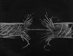 Icon rope broken, hand draw chalk on chalkboard, blackboard texture