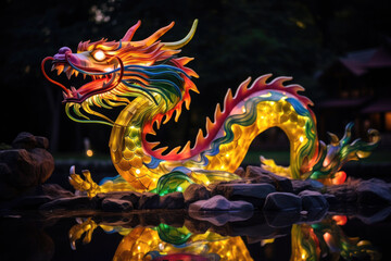 dragon lanterns at chinese festival, concept of chinese new year, year of dragon