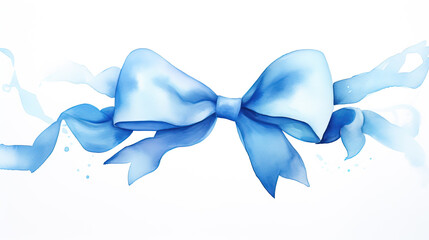blue ribbon bow in style of aquarelle
