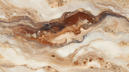 Seamless earthy brown marble texture with swirling tan and cream