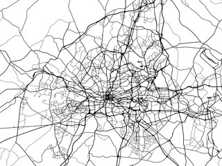 Vector road map of the city of Greater Johannesburg in South Africa with black roads on a white background.