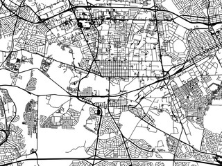 Vector road map of the city of Boksburg in South Africa with black roads on a white background.