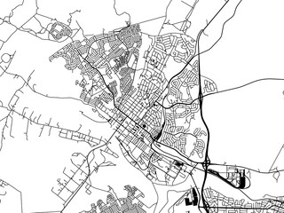 Vector road map of the city of Kariega in South Africa with black roads on a white background.