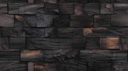 Seamless pattern of charred wood with blackened and unburnt areas
