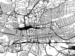 Fototapeta na wymiar Vector road map of the city of Johannesburg Center in South Africa with black roads on a white background.