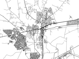 Obraz premium Vector road map of the city of Klerksdorp in South Africa with black roads on a white background.
