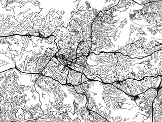 Vector road map of the city of Pinetown in South Africa with black roads on a white background.